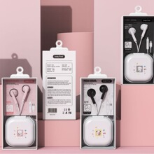 新款创意呆萌玉挂狗拉链收纳包有线耳机可通话手机音乐耳机跨境