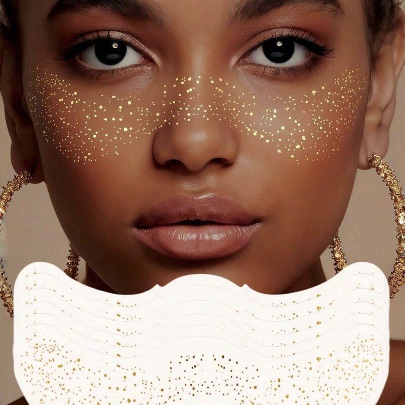 Popular Cross-Border European and American Gold and Silver Freckle Stickers for Makeup, Face Stickers for Parties, Freckle Tattoo Stickers for the Face