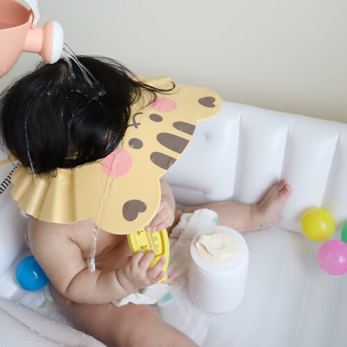 Ins style new baby bath shower cap waterproof shampoo cap children's water blocking cap baby shampoo magic adjustable