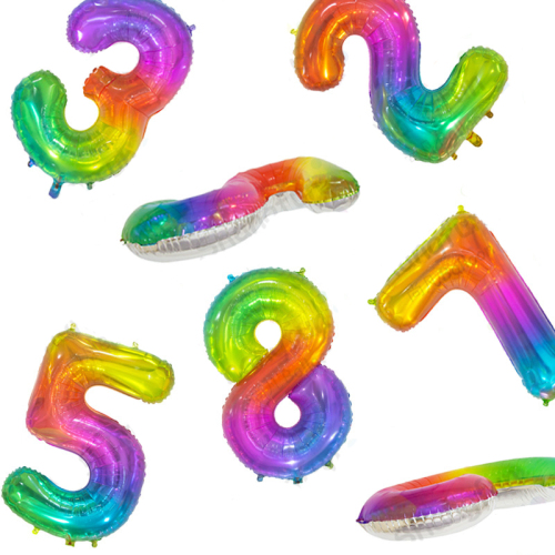 A947 children boys and girls birthday scene layout ins gradient rainbow 40-inch large digital decoration dress up for photos