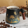 Outline in gold Diving Longmen Mug coffee Mug With cover The wood Cups Independent Cross border