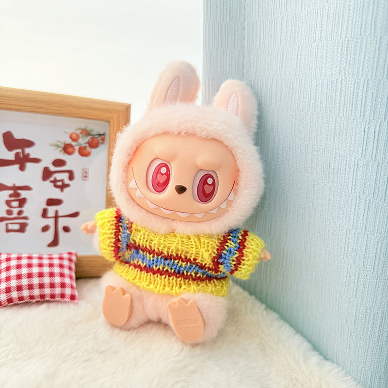 Solo ropa] Llavero de primera y segunda generación Labubu colgante de ropa Rabubu ropa de bebé suéter de punto traje de sombrero