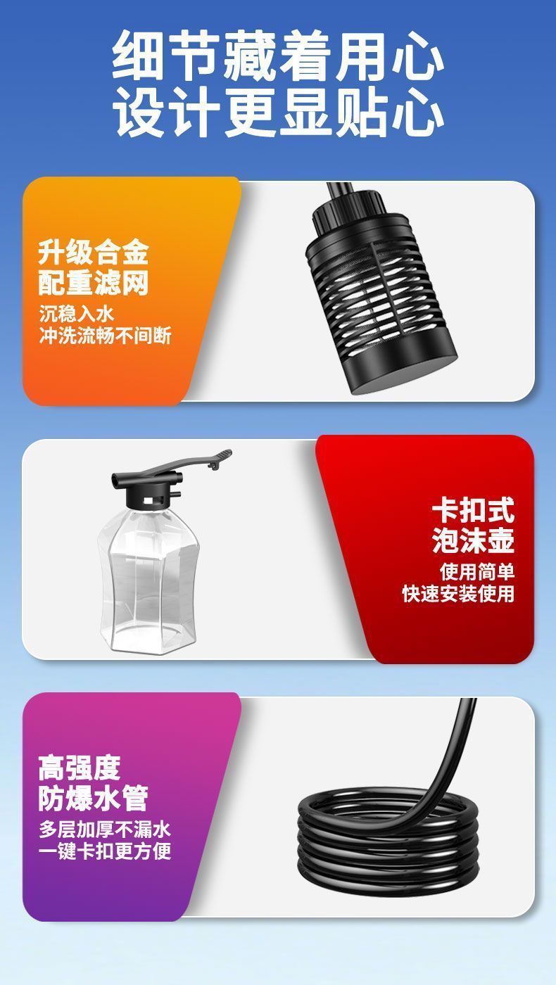 Wireless high-pressure car wash gun, lithium battery-powered self-priming car washer, portable household car wash and garden watering high-pressure water gun