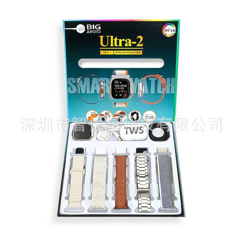 Ultra2 12+1 Smart Watch Huaqiangbei iWatch Bluetooth 12in1 Cross-Border Watch and Earphone Two-In-One