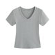 Navy Blue Slim-Fit Shoulder Short-Sleeved T-Shirt Women's Summer New Inner Base Tight Waist Top Slimming Casual Base Shirt