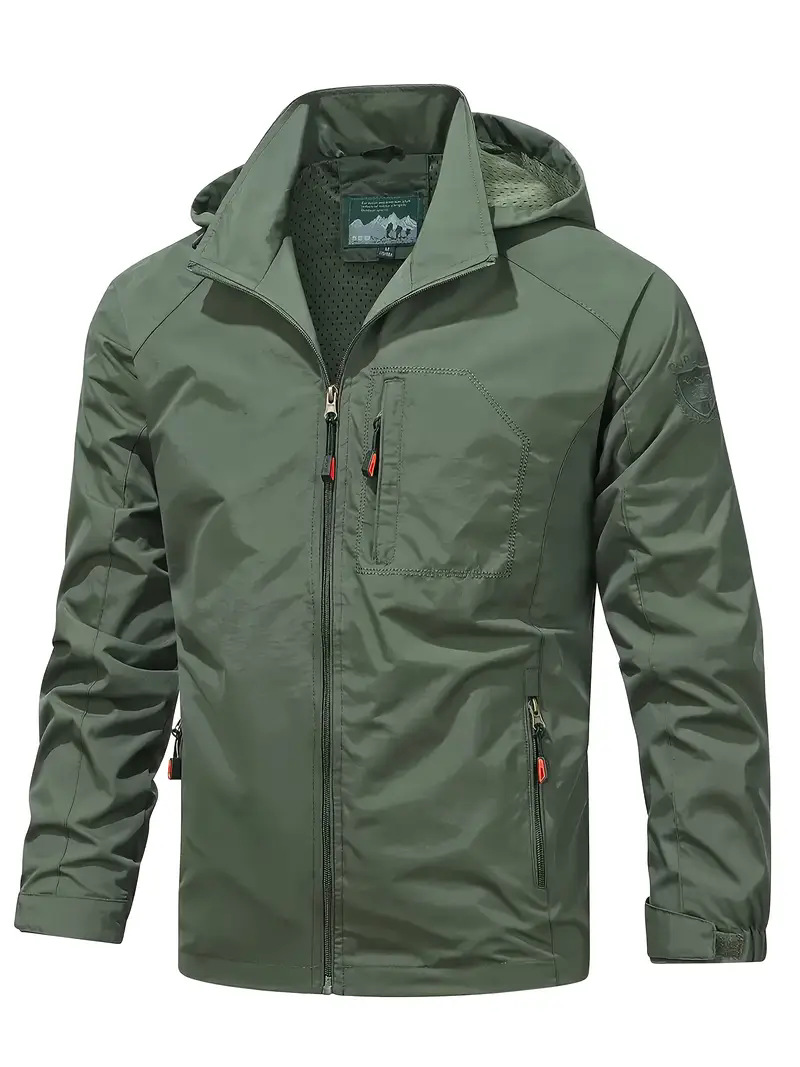 Chaqueta con Capucha para Hombre de Nailon Impermeable y Transpirable para Uso Casual