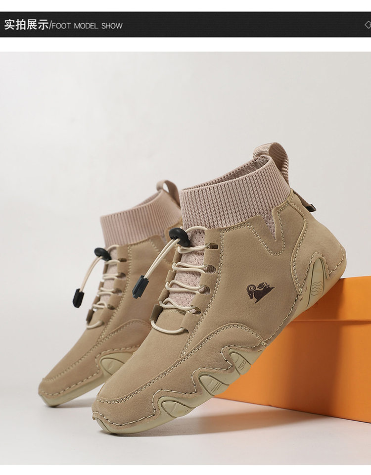 Bốt Martin cổ vừa unisex kiểu dây thun, đế bằng, form rộng — C8005 kaki, C8005 màu xám, C8005 màu đen, C8005M kaki lót nhung chi tiết 27