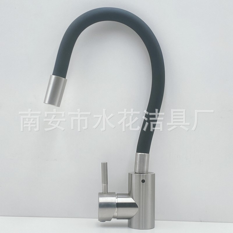 304 stainless steel kitchen silicone tube faucet, black universal rotatable sink, hot and cold water faucet undefined