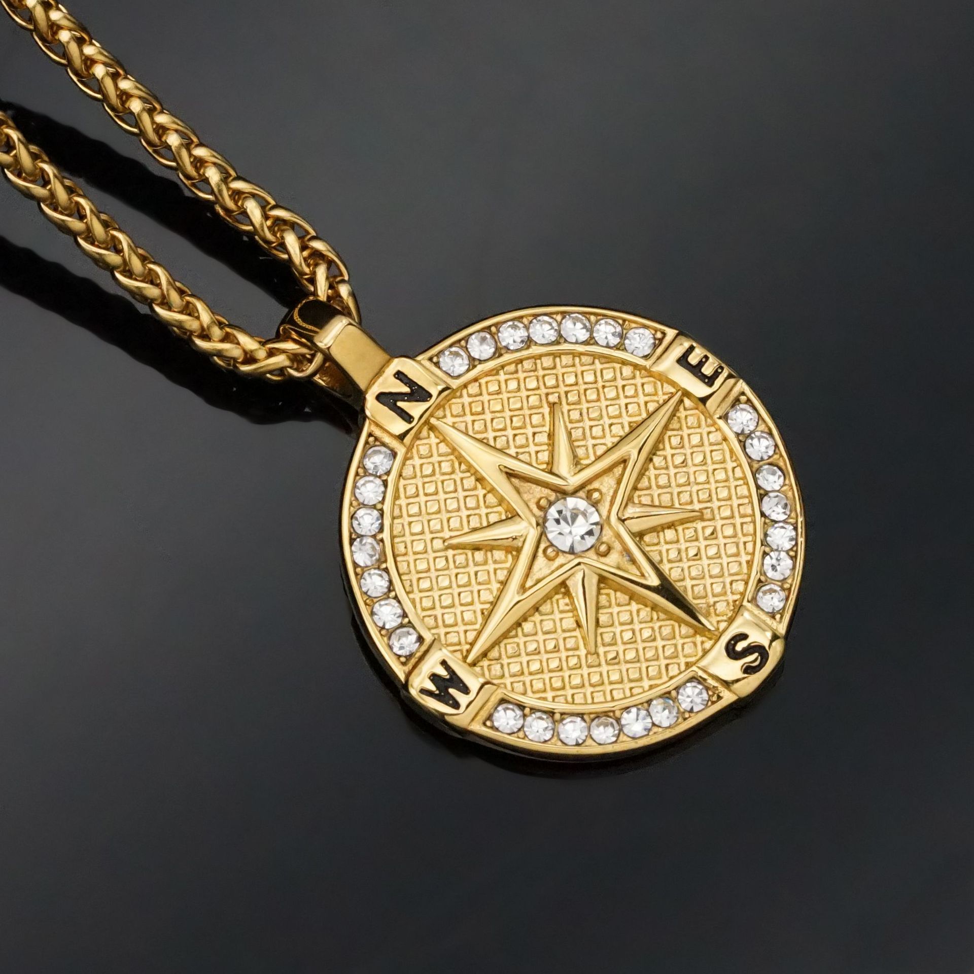 Unisex Gender Plating Design Hip-Hop 316 Stainless Steel  Compass Men Pendant Necklaces