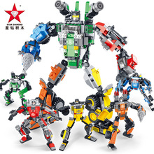 拼装积变战士男孩子变形机器人金刚恐龙中国积木玩具拼图