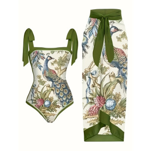 C 82931 Peacock Print Tie One-piece Bikini ��ȸӡ�������Ȼ�