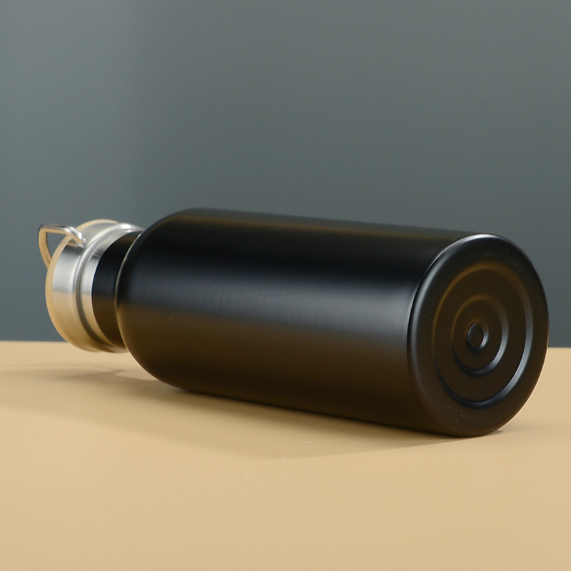 Große Öffnung Sportflasche Mode mit Tragering Doppelschicht Wasserflasche 304 Edelstahl Thermosbecher_voghion.com