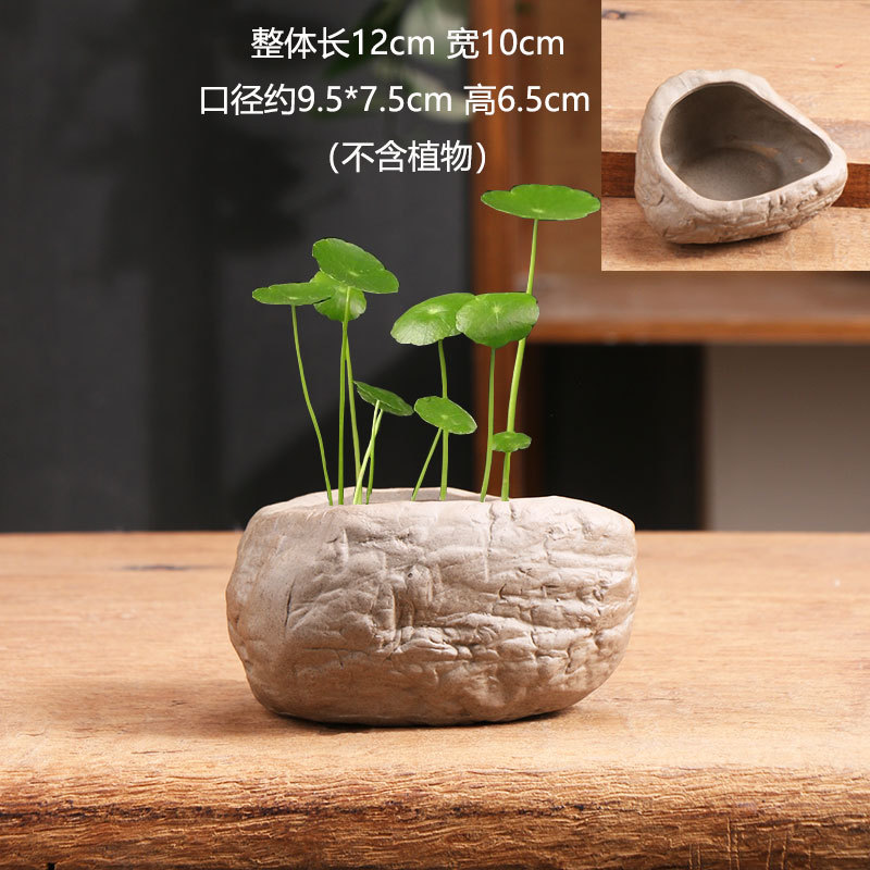 Monedero de cobre no poroso de piedra de imitación, maceta de cerámica de tamaño especial, bonsai doméstico, narciso, narciso, utensilios de hidroponía, liquidación al por mayor
