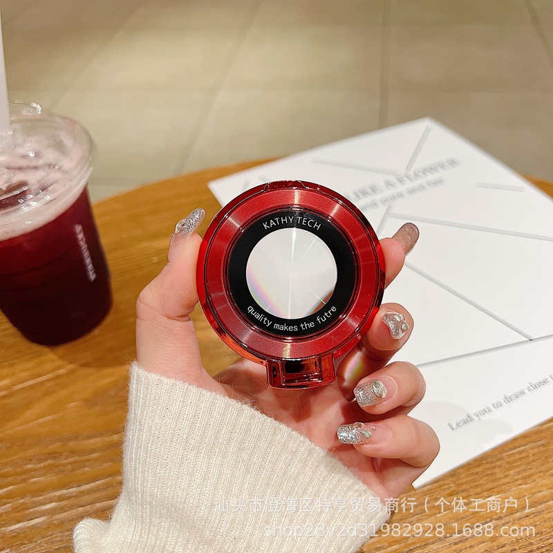 新しいリング電気メッキ CD パターンリング粘着多機能携帯電話ケースバックステッカーサポート虫眼鏡ブラケットユニバーサル|undefined