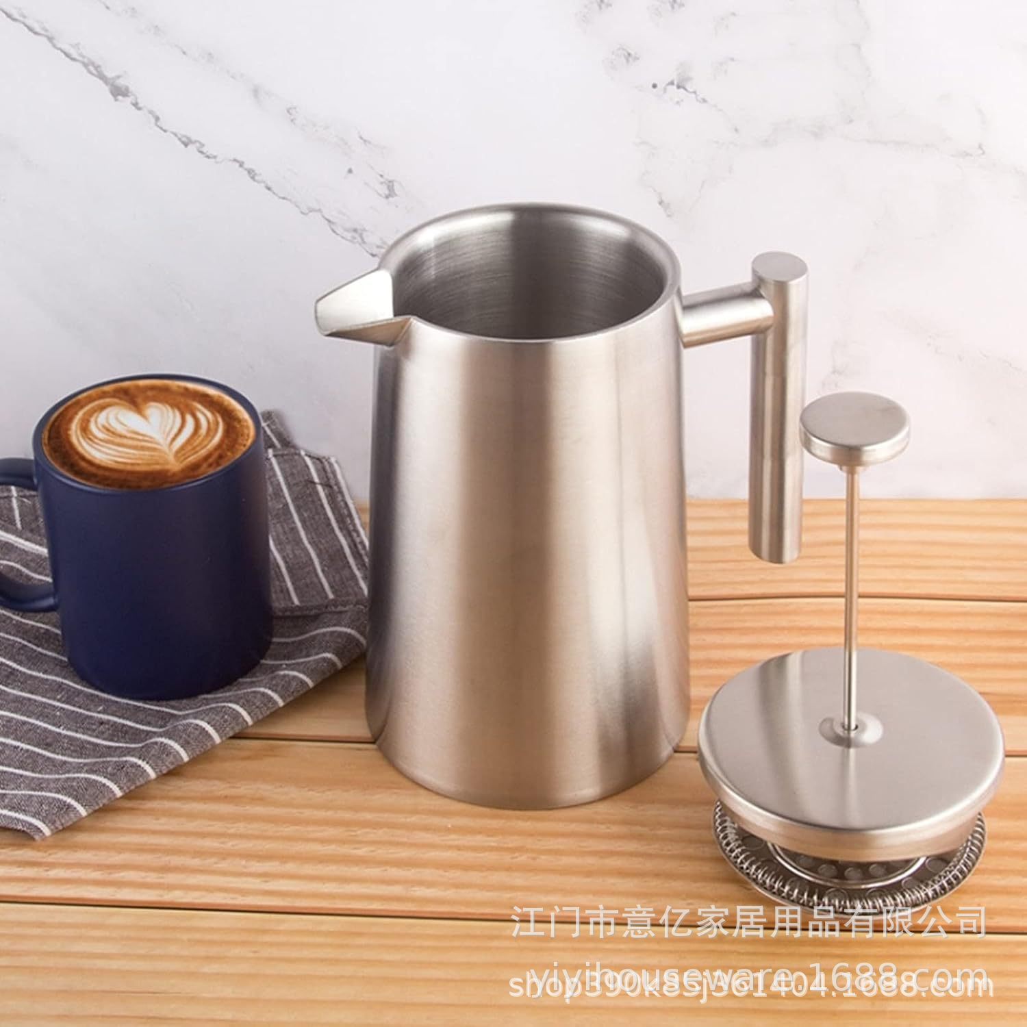 New 304 stainless steel French press pot, European-style filter press hand-brewed coffee pot, double-layer tea brewing pot with filter