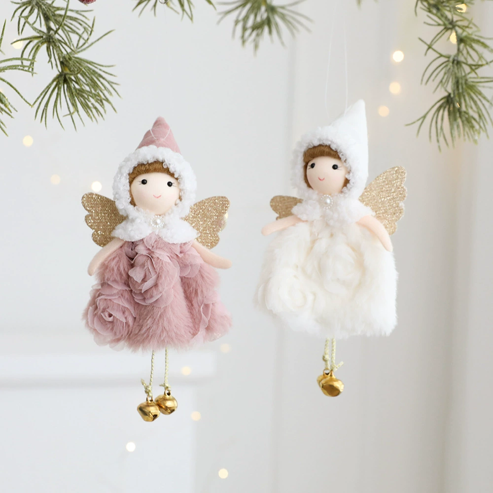 Плюшевая ангельская подвеска куклы, висячая юбочная подвеска, блестящие крылья, колокольчики