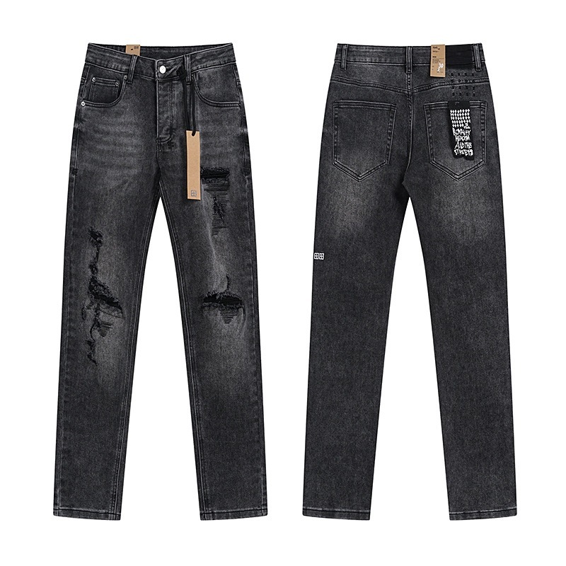 Ksubi トレンディなパープル新 AM スプラッシュインクプリントハイストリートレトロリッピングカジュアルメンズとレディーススリムジーンズ|undefined