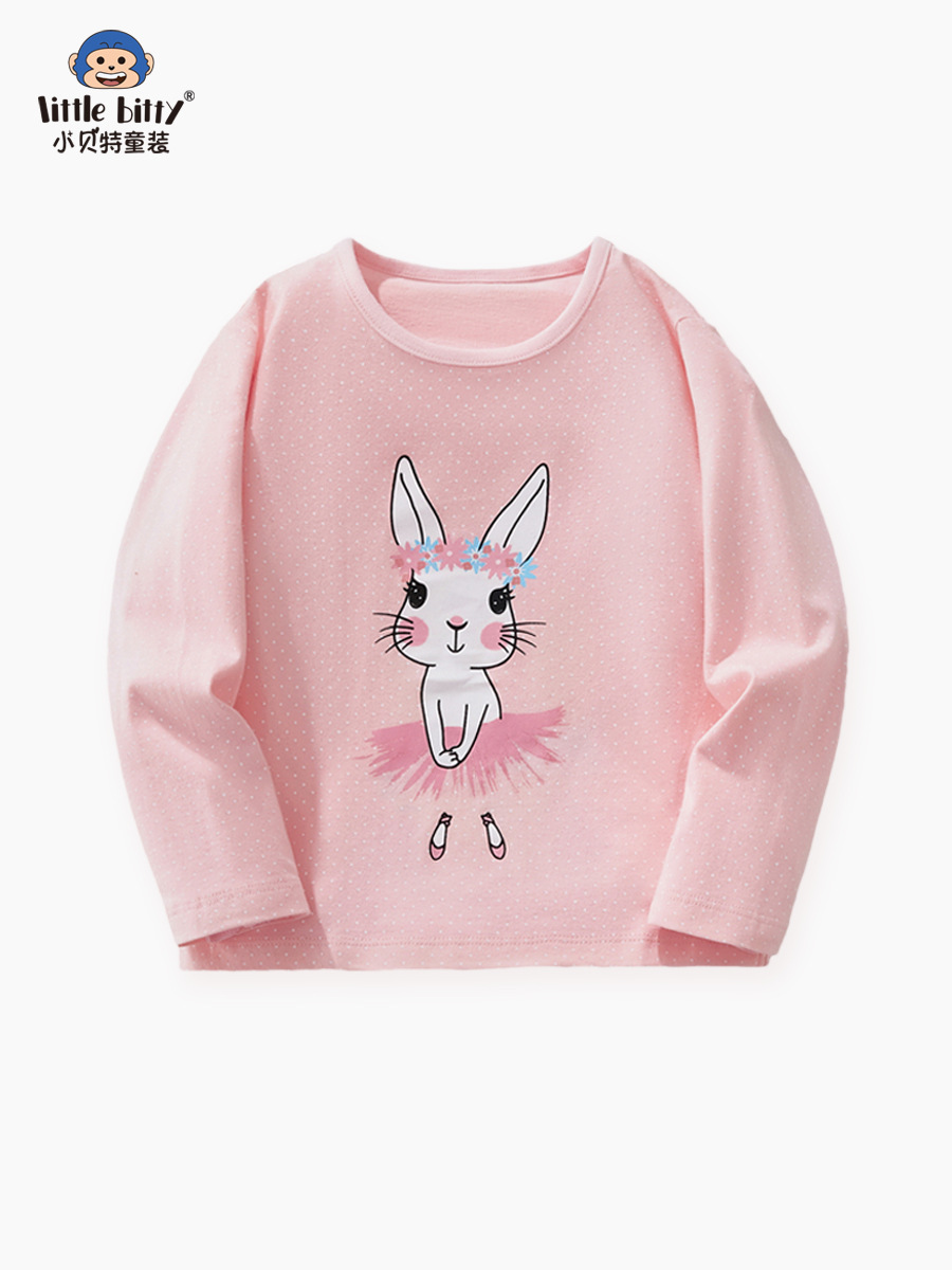Autumn New 2025 Children's T-shirt Long Sleeve Round Neck Casual Girls Top Cute Cartoon Clothes Base Shirt