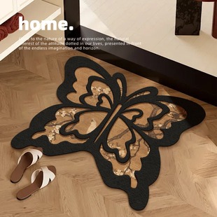 Middle Ancient Style Butterfly Bathroom Absorbent Floor Mat Bathroom Foot Mat Bedroom Entry Door Mat Diatom Mud Anti-Slip Mat