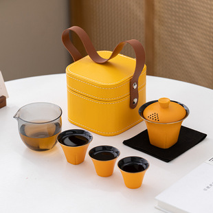 Travel Tea Set Small Set Portable Carry-on Express Cup Outdoor Camping Travel Cover Bowl Tea Cup One Pot Three Cups
