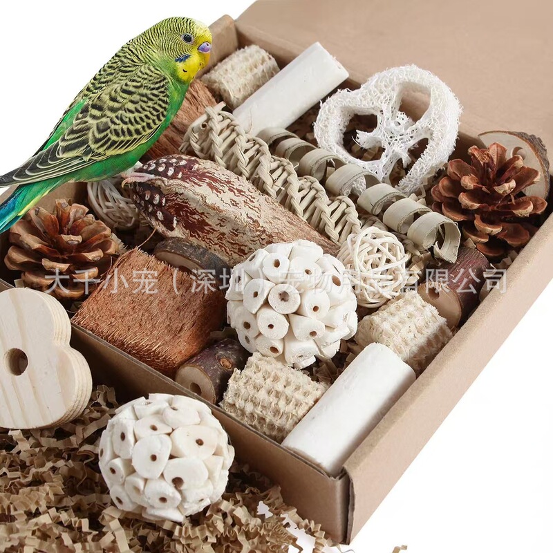 Cross-Border Popular Parrot Chewing Toy Box for Cockatiels and Lovebirds to Relieve Boredom, for Budgerigars to Forage, and for Small Birds to Play with