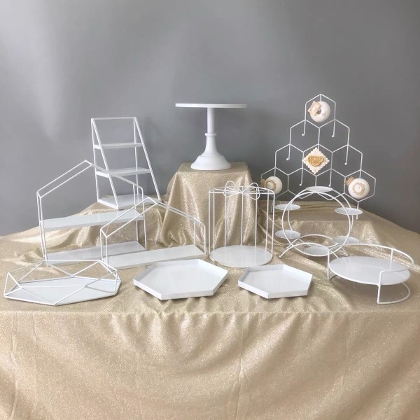 Estilo europeo blanco decoración de la mesa de postre soporte de exhibición de la torta de la boda estante merienda té de la tarde postre bandeja de pastelería