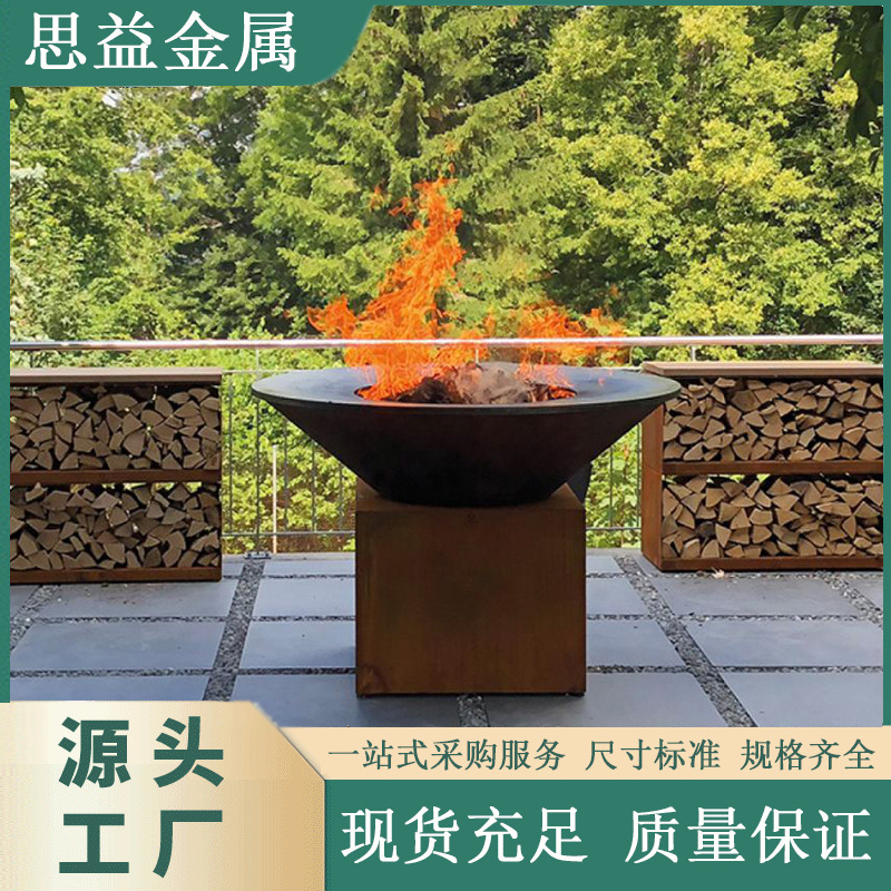 耐候钢板烧烤炉     户外庄园耐候钢烧烤炉     耐候钢庭院炭火炉
