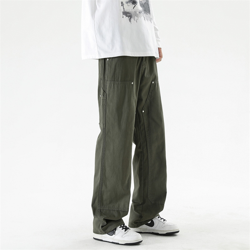 Xxbro ropa de hombre # primavera algodón puro verde militar mono de tala tendencia pantalones casuales rectos pantalones cleanfit