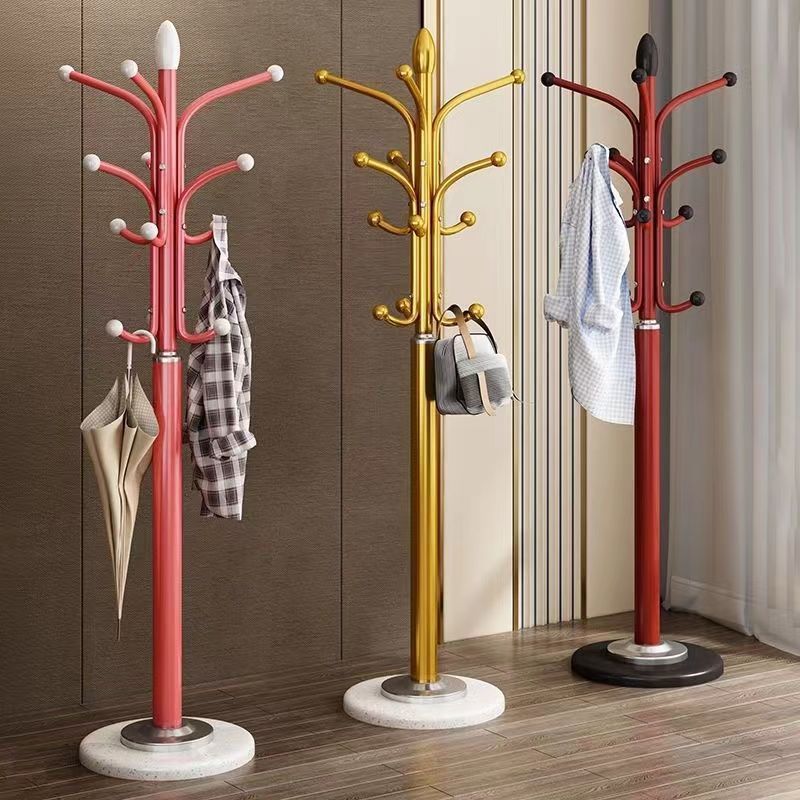 Percha de gorras, percha de ropa de piso, percha de ropa de lujo ligera, estante de ropa simple, estante de bolsa vertical de una sola varilla para la sala de estar doméstica