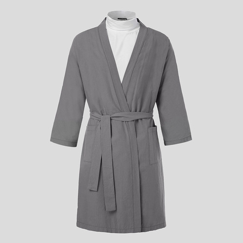 Amazon Men's Muslim Robe Spring Summer European and American Home Clothes Lazada Medium Length Seven-Sleeve Bath Robe
