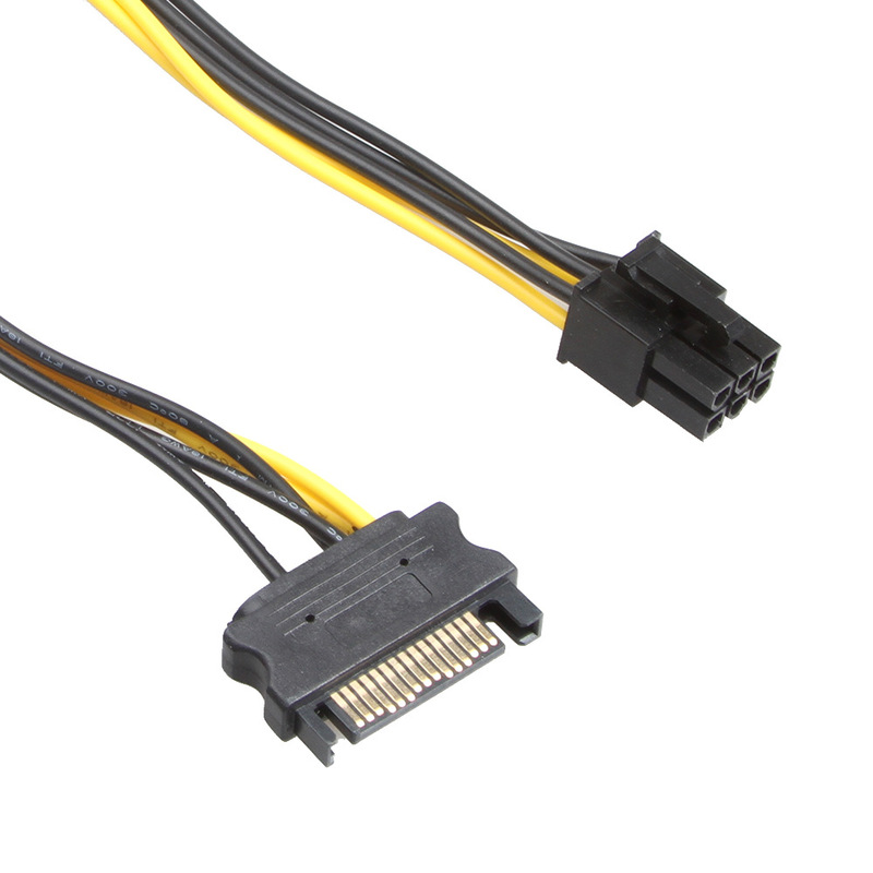Sata15P to 6P Graphics Card Sata Power Cable Sata to 6P Graphics Card Power Cable Adapter for Chassis Copper Core