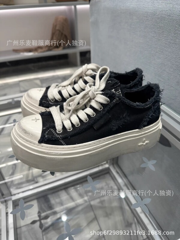 高品质十字花1.0擦色做旧脏脏鞋xsmfk复古厚底增高休闲滑板帆布鞋|undefined