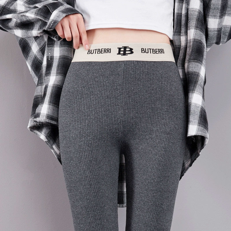 Fleece-Lined Ribbed Letter Thermal High-Waisted High-Elastic Slimming Leggings for Women in Autumn and Winter Fleece-Lined Ribbed Letter Thermal High-Waisted High-Elastic Slimming Leggings for Women in Autumn and Winter