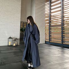 2025年秋季时尚气质新款廓形宽松风衣外套女洋气中长款过膝大衣感