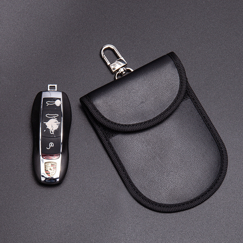 跨境热卖新款PU汽车钥匙圈RFID防盗刷钥匙包手机信号屏蔽袋防磁袋