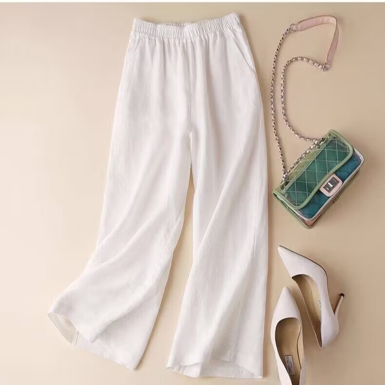 Washed Cotton Wide-Leg Pants Summer New Women's Thin Pants Plus Size Pocket Loose Cropped Casual Pants High-Waisted Straight Pants Washed Cotton Wide-Leg Pants Summer New Women's Thin Pants Plus Size Pocket Loose Cropped Casual Pants High-Waisted Straight Pants