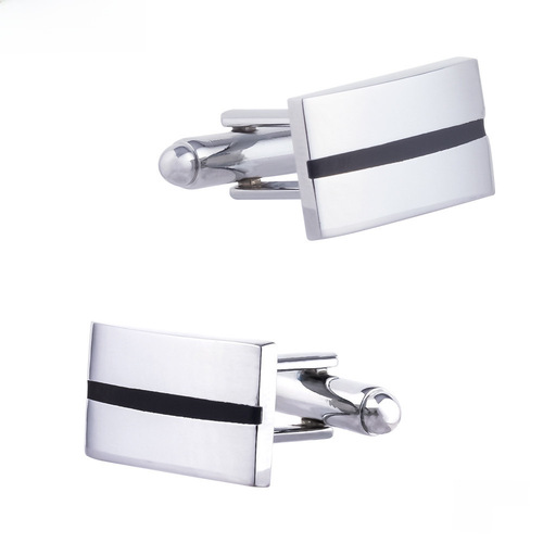 Classic Business Long Black Striped Enamel Cufflinks for Men's French Style Shirt Cufflinks Wholesale