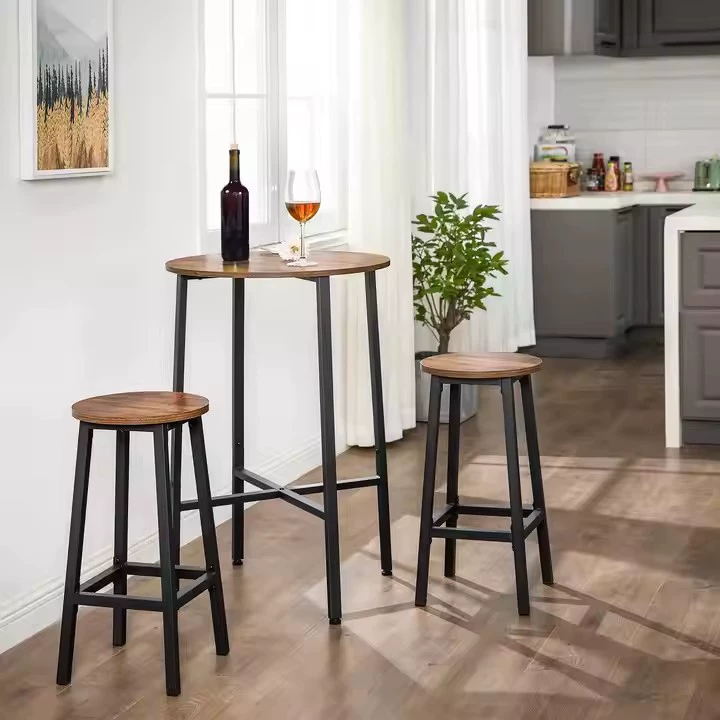 Современный простой маленький круглый барный стол цвета ореха для дома, кухни, гостиной, угла для завтрака, высокий стол, стол