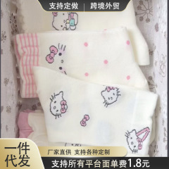 靴下の女性の夏のかわいい漫画のkitty猫の中筒の靴下の日本の甘い蝶結びの波の点のレースの積み重ねの靴下