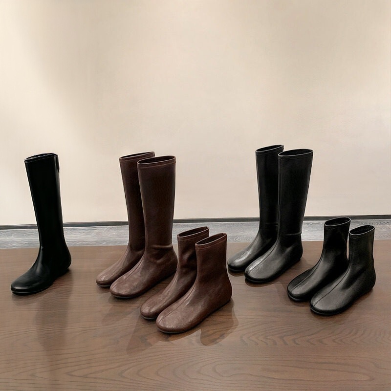 Soft round-toe flat-soled short boots, minimalist style, internal height increase, over-the-knee knight boots, elastic slim-fit boots, wholesale for foreign trade Soft round-toe flat-soled short boots, minimalist style, internal height increase, over-the-knee knight boots, elastic slim-fit boots, wholesale for foreign trade