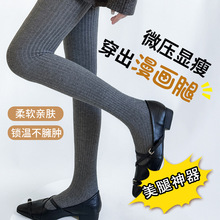 羊毛连裤袜外穿秋冬保暖加厚条纹打底裤美丽奴显瘦纯色女袜代发