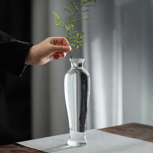 Blown glass vase transparent flower arrangement hydroponic flower device home dining table living room new Chinese Zen water culture Guanyin vase