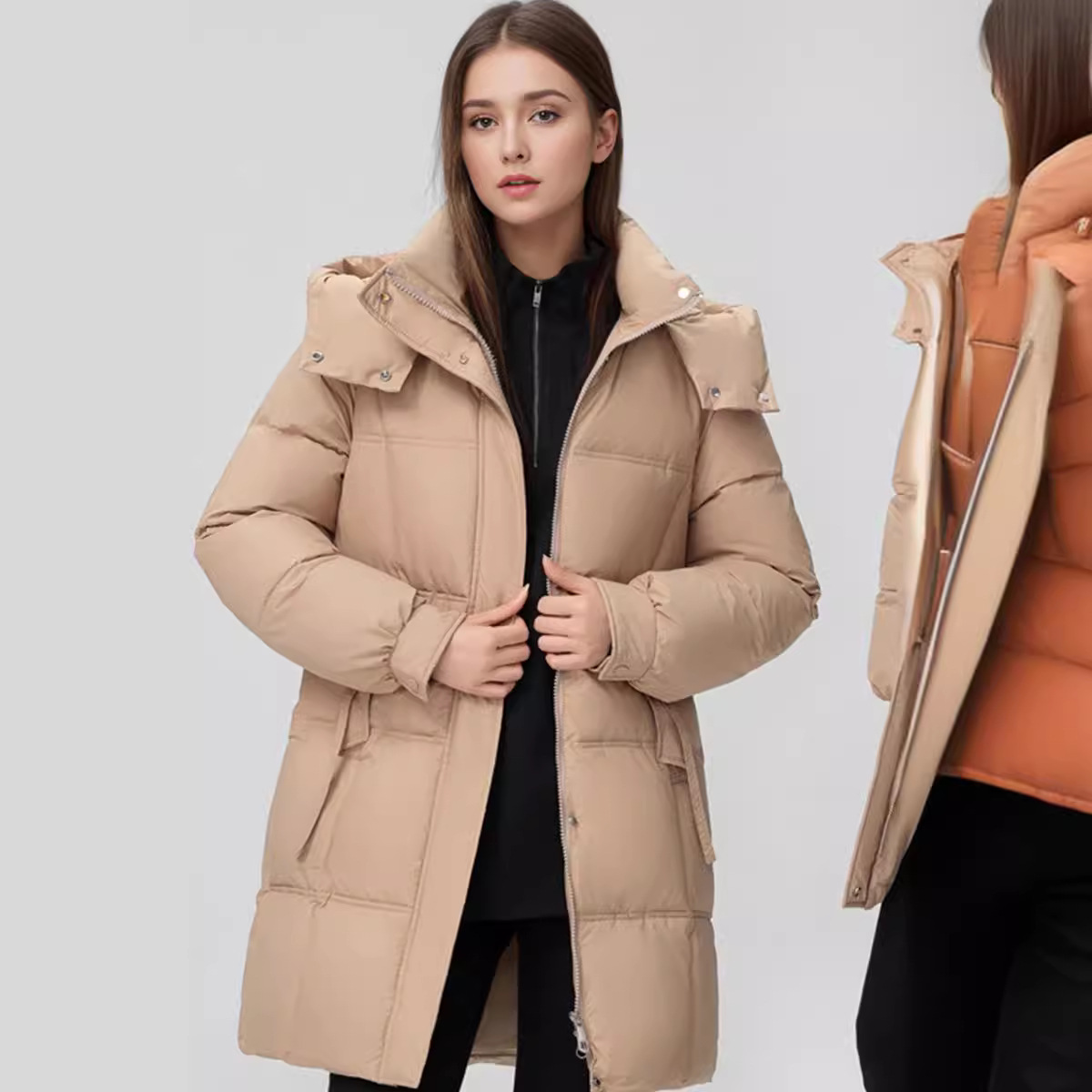 Abbigliamento da donna Giacca calda giacca di cotone per donna di media lunghezza 2024 nuova giacca invernale con cappuccio di alta qualità e ampia_voghion.com