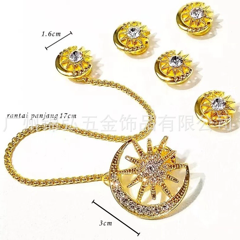 Мусульманская мусульманская Мужская одежда, аксессуары, значок звезды, Луна, костюм, мужские пуговицы