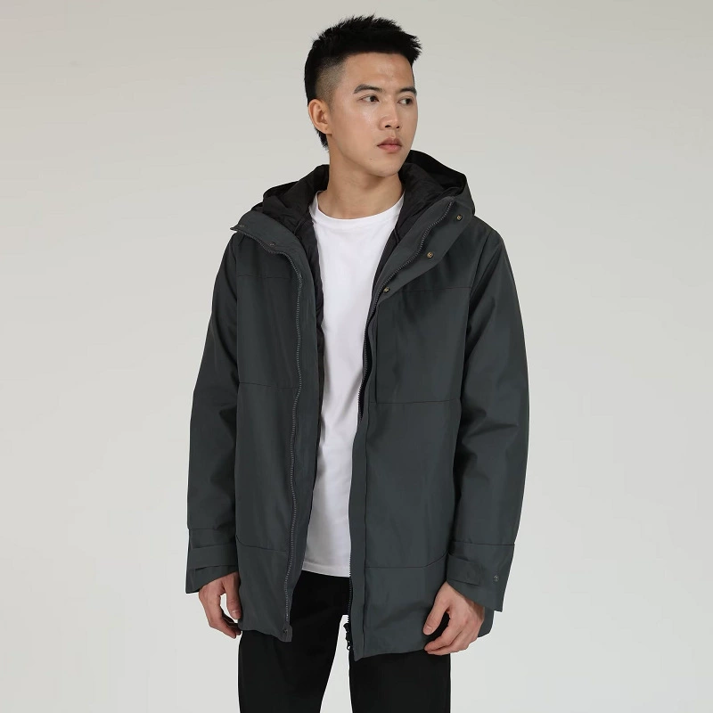 Уличный пуховик средней длины, Мужская и Женская осенне-зимняя теплая Съемная ветровка «Три в одном», альпинистский костюм