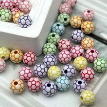 厂家新款10mm 散珠饰品配件水洗字母珠彩色足球球类串珠DIY饰品
