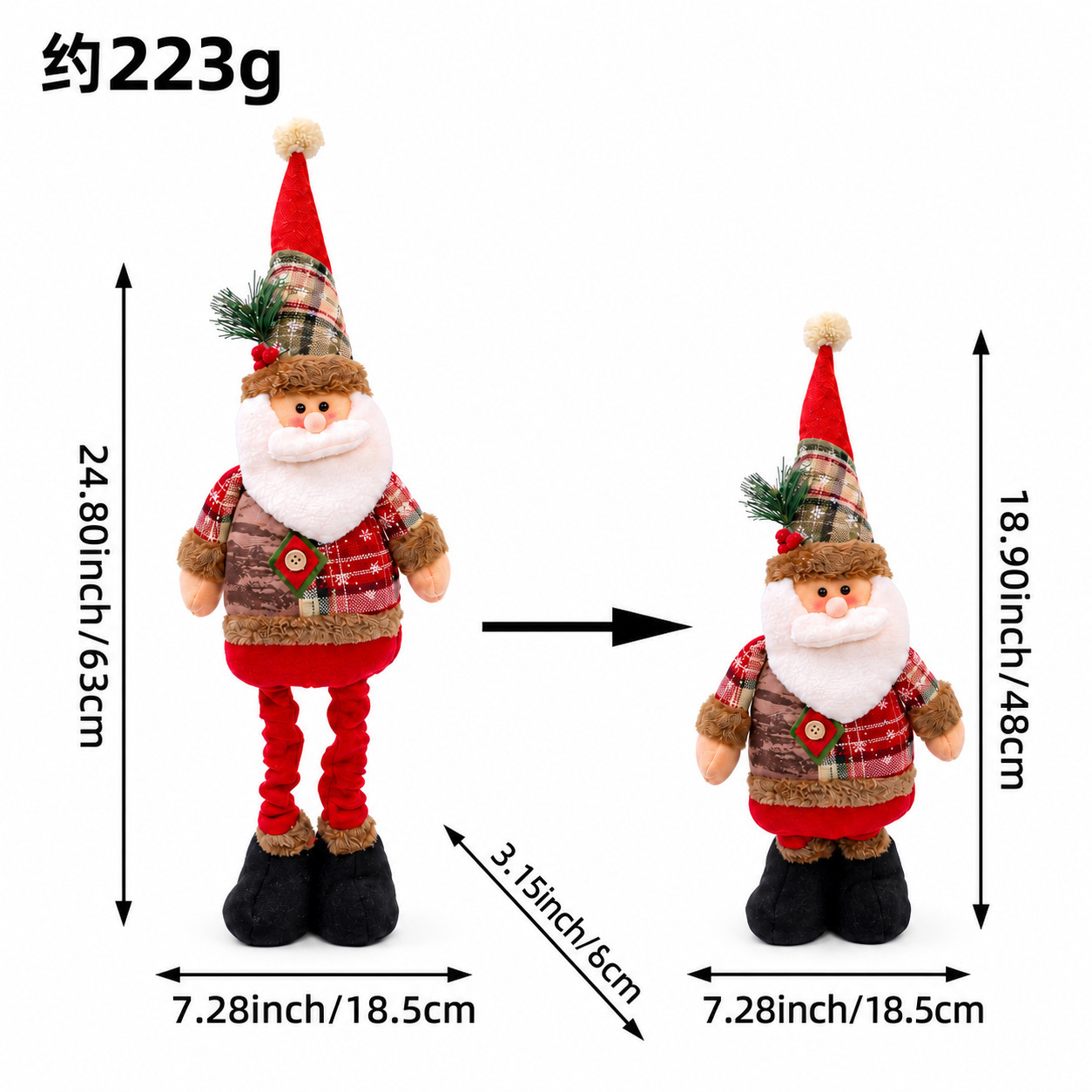 Navidad transfronteriza europea y americana rural retro tejido retráctil piernas viejos muñecas de nieve muñecas de alce adornos juguetes de peluche