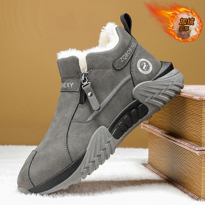 Zapatos de hombre de un pie de invierno nuevos zapatos de algodón cálidos de lana de alta altura hombres casuales deportivos cómodos zapatos de conducción de trabajo