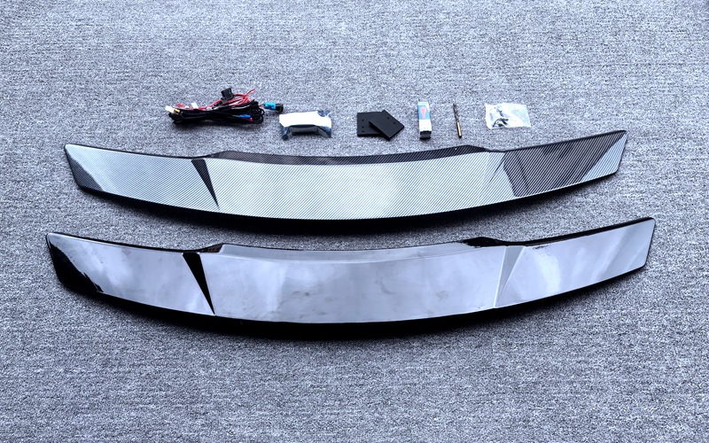 Suitable for Car Modification Electric Adjustable Rear Wing Universal Black/Carbon Fiber Pattern with Lighted Perforated Fixed Wing