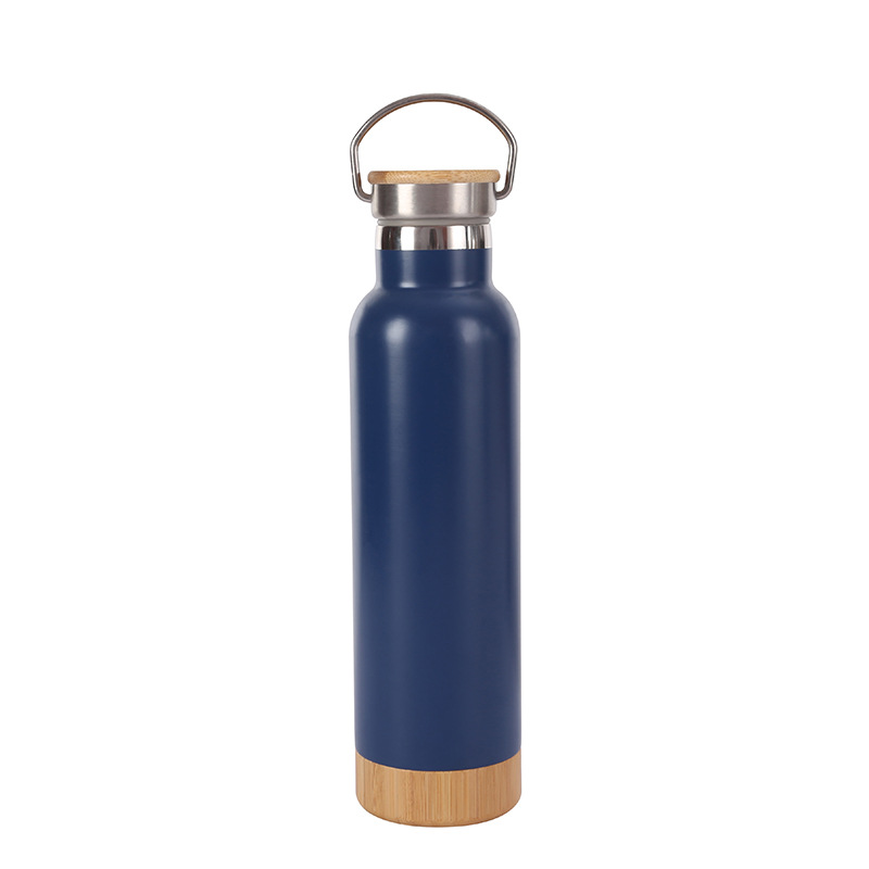 American 304 taza de acero inoxidable de bambú y madera gran boca botella de agua deportiva portátil al aire libre botella espacial de montaña